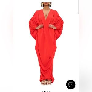 Andrea Iyamah's red Tibara kaftan dress